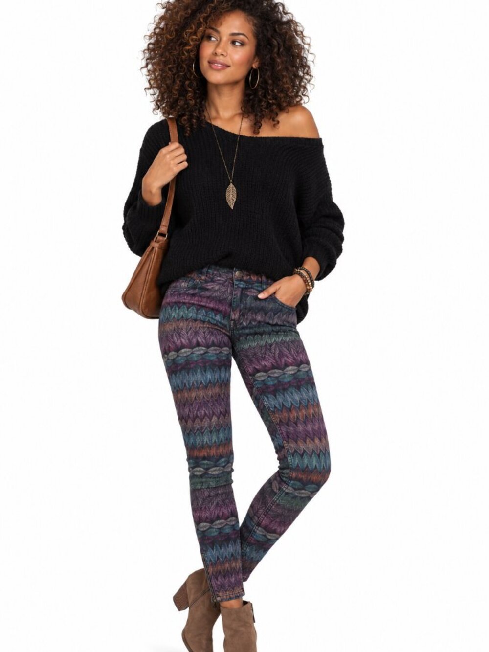 American Eagle Feather Print Skinny Jeggings Size 4 Ankle Zip Boho Colorful